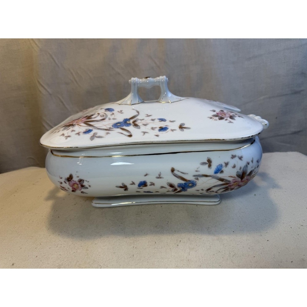 Antique Marx & Gutherz Carlsbad Covered Tureen Floral Porcelain Bohemia